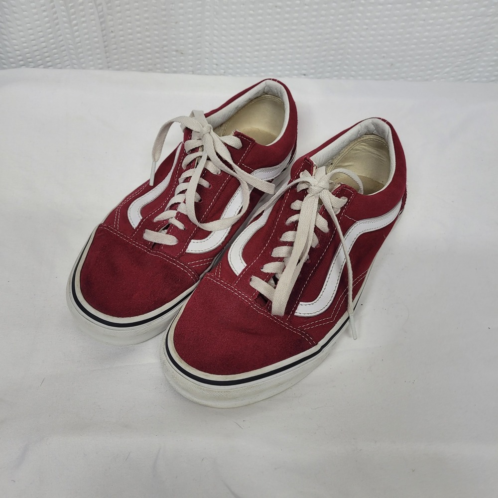 Vans Old Skool Red Suede Canvas Skate Shoes Mens 7.5 Womens 9 Low Top